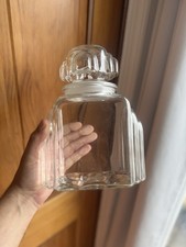 Skyscraper Candy Jar Canister Apothecary Glass Art Deco Vtg Drug Store Clear 9.5