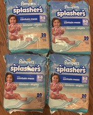 4 packs of Pampers Splashers Swim Diapers, Size 2-3, 20 per pack Disposable