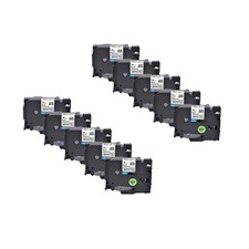 10PK Compatible Brother TZ-S241 TZe-S241 Black on White Strong Adhesive Tape 18m