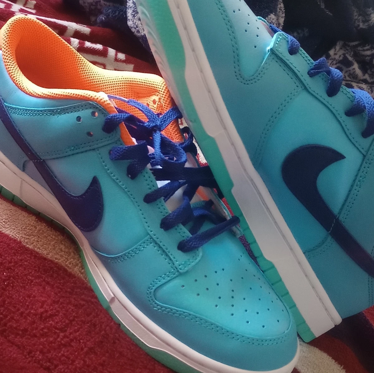 Nike Dunk Low SE Baltic Blue Total Orange Glow in the Dark Soles Nike Dunk SE Low Baltic Blue Total Orange | eBay main image 4