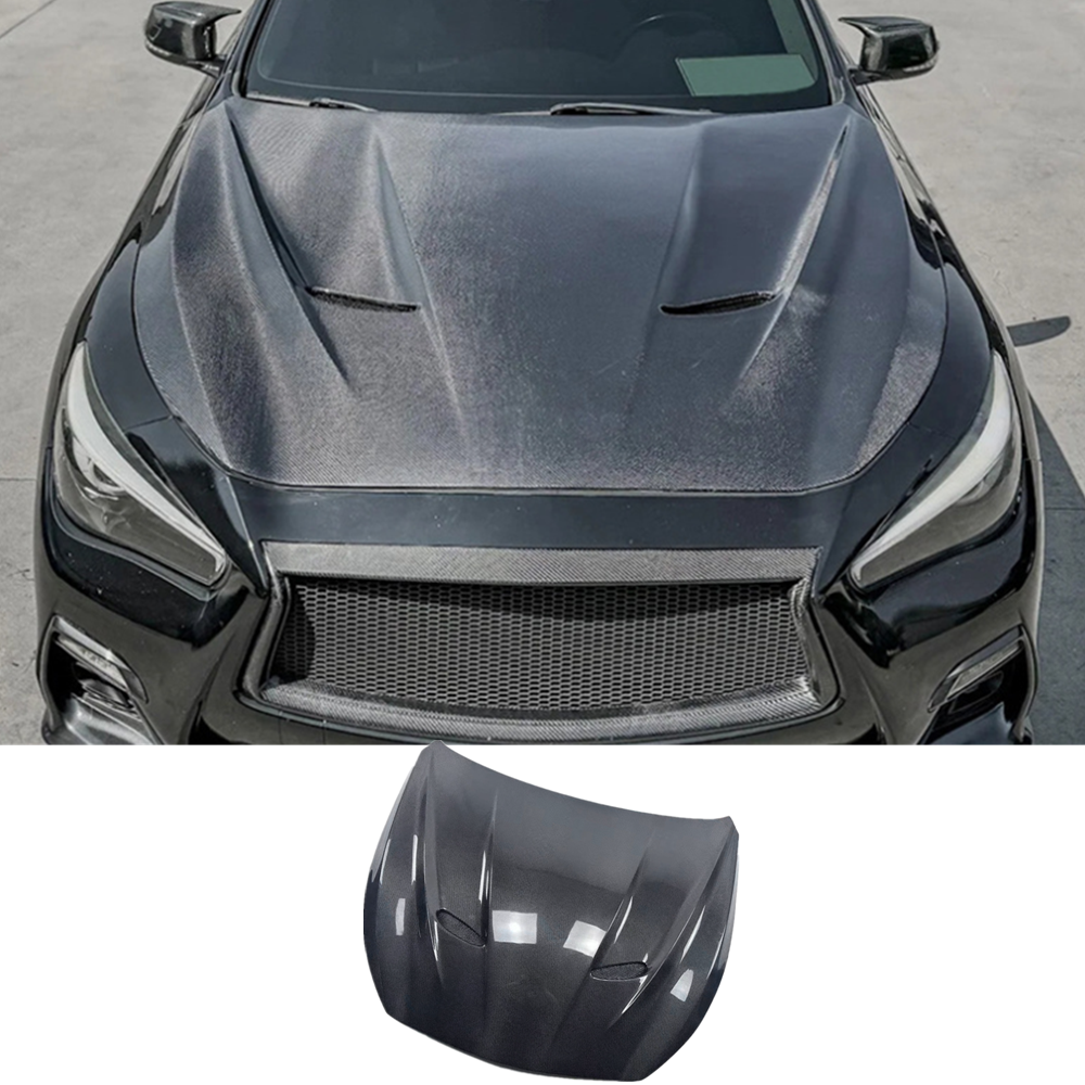 For Infiniti Q50 2014-21 Vented Cooling Front Hood Bonnet Carbon Fiber  HT Style