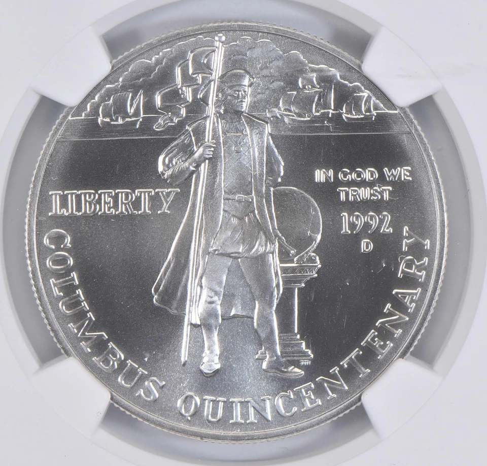 MS70 1992-D Columbus Commemorative Silver Dollar NGC *1449 - Image 3 of 4