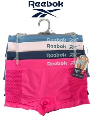 REEBOK Women Stretch Performance Relax Waistband tag Free 4Pk Seamless Boyshorts