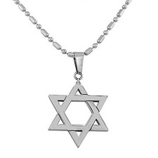 Stainless Steel Silver-Tone Classic Jewish Star of David Pendant