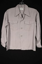 Vintage 1950's Taupe Rayon Gabardine Shirt Size Ex Small Excellent Condition