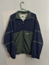 Vintage 1990’s Nike Colorblock Full Zip Lined Windbreaker  Green Blue Medium
