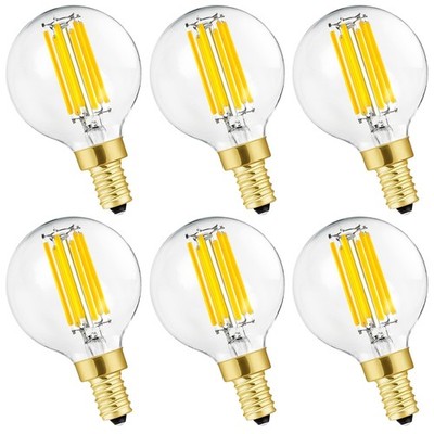 E12 LED Dimmable Light Bulb 6 Pack 6W Equal 60W 4000K Daylight Globe G16.5