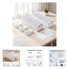 Cable Organizer Box Set with 20 Adjustable Compartments for Cables and Small