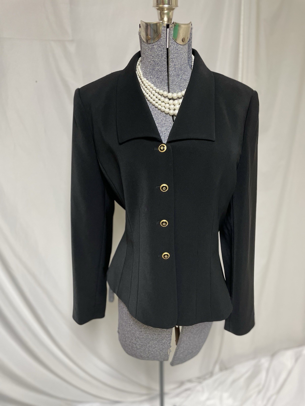 Le Suit Blazer Size 10 Black Suit Seperates Jacket Gold Tone Buttons Executive