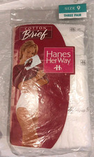 New Vintage Panties 1997 Hanes Her Way 100 Cotton Briefs Size 9 White 3 Pair