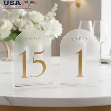 Clear Acrylic Wedding Table Number Signs 1-15 Sturdy Elegant Arch Design Display