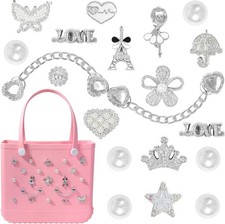 20Pcs Flower Pearl  Butterfly Charms for Bogg Bag DIY Beach Tote Accessories