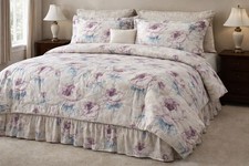 VTG 8pc Set Dan River Bed Floral Comforter Sheet Set ROSES King Pillow Case 90'S