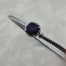 David Yurman Sterling Silver 3mm Chatelaine Bracelet With Black Orchid