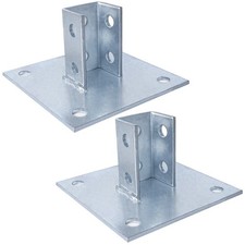 2 Pcs Post Base 4 Holes Square Mount for 1-5/8" Single Strut Channel Securing