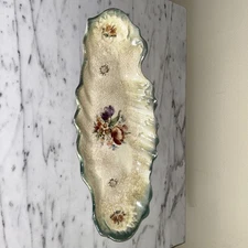 VTG Wellsville Ohio China Decorative Serving  Dish Scalloped Edges & Gold Detail