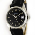 Vintage Rolex Oysterdate Precision Black Dial 34mm Men Steel Watch Ref 6694