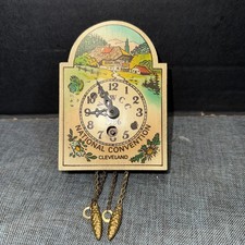 Vtg Souvenir Mini Cuckoo Wall Clock Wood Windup 1986 NAWCC Convention