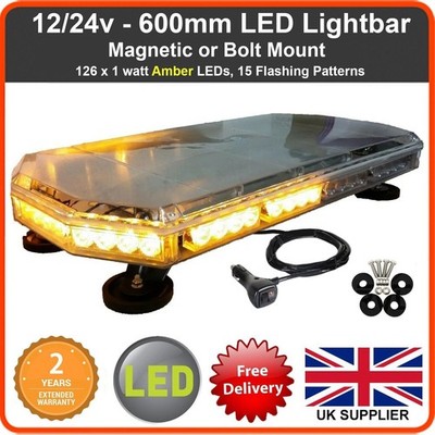 600MM 60CM 24'' MAGNETISCHE LED GELB LICHTLEISTE STROBOSKOP BAKE BERGUNG FAHRZEUGE 56W
