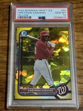 2022 Bowman Draft Sapphire Christian Vaquero Yellow Refractor /99 PSA 10 #BDC-64