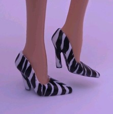 Newly Deboxed Barbie Basics Zebra Pumps High Heels Model Muse Shoes