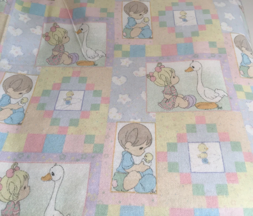 VTG 2004 PRECIOUS MOMENTS BOYS ~GIRLS 3+ YARDS Cotton FLANNEL FABRIC NOS - Image 2 of 3