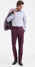 Michael Kors Mens Classic fit Dress Pants 42 / 30 Berry Red Solid Stretch