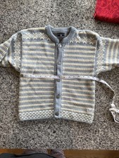 Dale of Norway Youth M Wool Cardigan Blue Nordic Sweater EUC