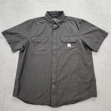 Carhartt Shirt Mens Large Gray Charcoal Loose Fit Button Down Chambray 104369