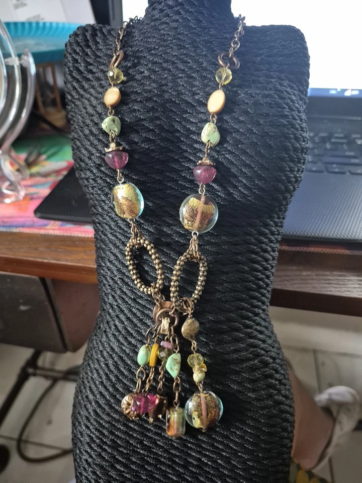 GOTH VICTORIAN NECKLACE  PURPLE BEADS, Glass Beads, and   Stone. - Image 2 of 4