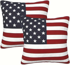 2Pcs, 4Th of July Linen Pillow Covers, American Flag Patriotic Decorations Throw