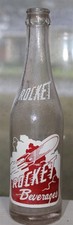 Longmont Colorado ACL painted label soda bottle w picture of Rocket 1948 vintage