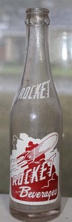 Longmont Colorado ACL painted label soda bottle w picture of Rocket 1948 vintage