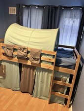 Child’s High Rise Bed With Tunnel And Slide Blue And White