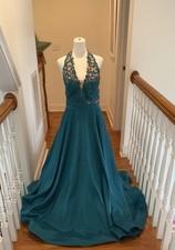 Teal Sleeveless Chiffon Bridesmaid Dress with Embroidery and Lace