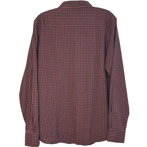 Camisa de vestir London Fog elástica con botones roja negra a cuadros manga larga L - Imagen 2 de 5