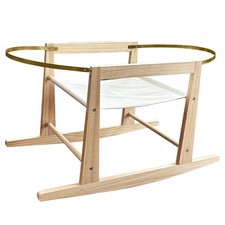 Wooden Rocking Basket Stand with Moses Baskets for Newborns, Locking Mechanis...