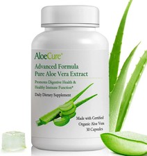 4 Bottles AloeCure Organic Aloe Vera Capsules, 130,000mg Inner  (4x30 Capsules) 