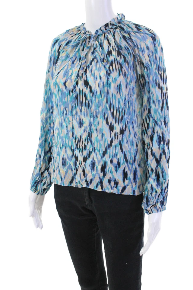 Blusa Shoshanna Mujer Estampado Ikat Cuello Llave Multicolor Talla Extra Pequeña Foto 2 de 4