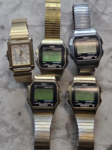 Lot Of  5 Vintage Timex Indiglo Watches Sergio Valente As Is Parts Only Untested