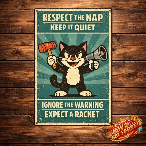 Cat Lovers You Mess With Me Metal Tin Sign 8x12 Vintage Home Wall Decor