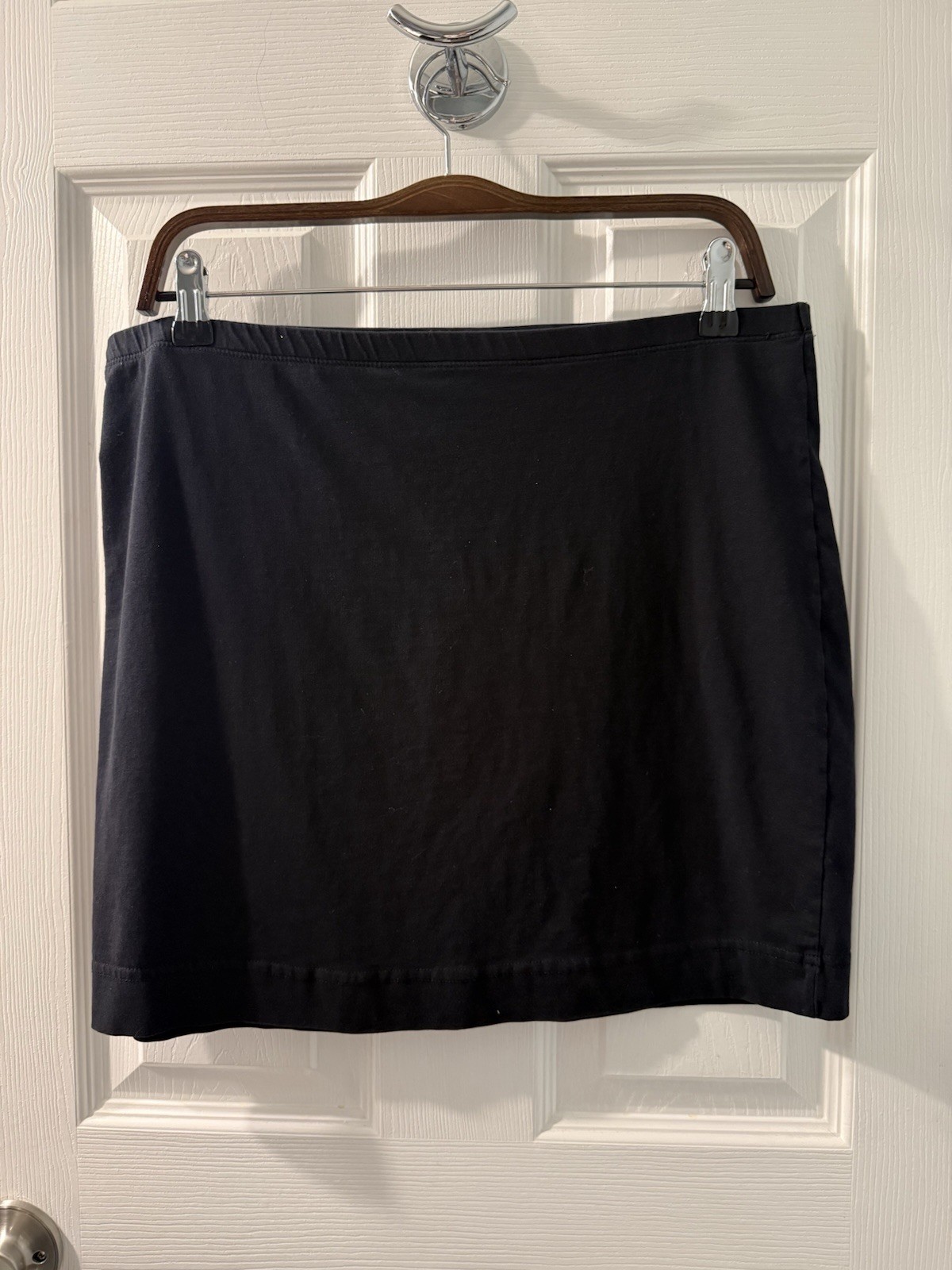 H&M Black Stretch Knit Cotton A-Line Short Skirt Women’s Size L