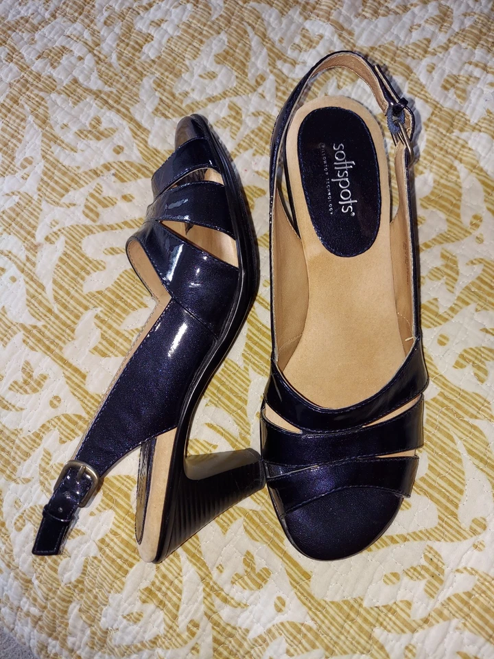 Soft Spots NAVY Women's Neima Patent Slingback Sandals Sz 9.5 M - New w/o box - Image 3 of 4