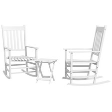 Rocking Chair Set w/ Foldable Table, Outdoor Rocker Set, White
