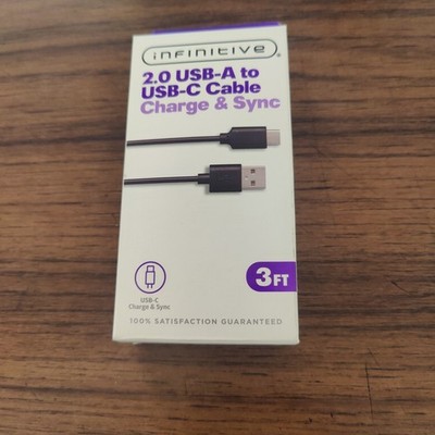 Infinitive 2.0 USB-A to USB-C Charge & Sync 3 Feet  Brand New 