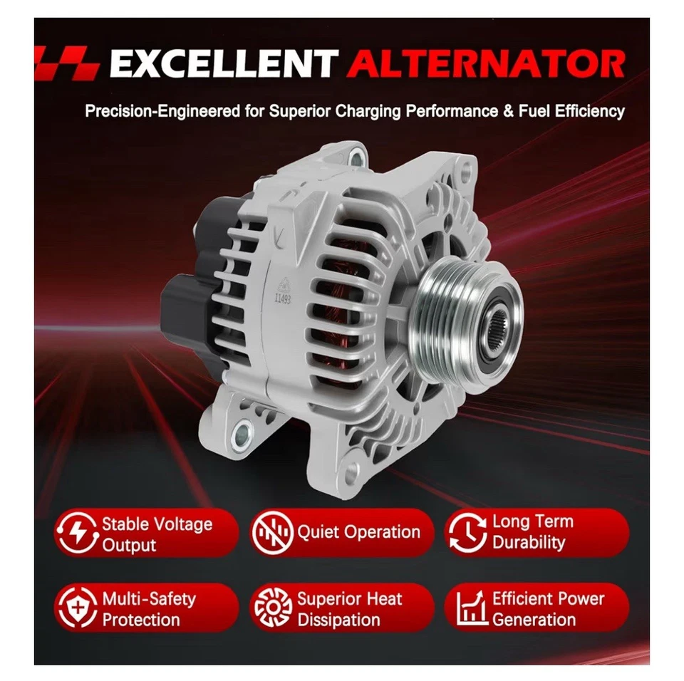 Alternator 11493 For Hyundai Santa Fe 2010-12 For Kia Optima 2012-13 L4 2.4L - Image 4 of 4