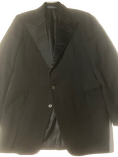 Vtg POLO RALPH LAUREN Mens Black Wool Peak Lapel Tuxedo Blazer Dinner Jacket 38