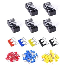 Glarks 70Pcs5Sets Terminal Block Set 5Pcs 3 Positions 600V 15A Dual Row Screw...
