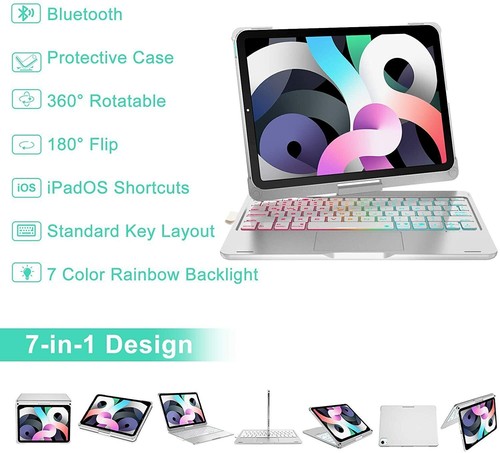 Funda protectora con teclado giratorio retroiluminado para iPad Pro 11 4ta/3a/2a/1a generación Air 4/5a - Imagen 29 de 43