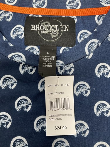 T-shirt Brooklyn Standard Crew motivo DOP Wave da uomo taglia large blu NUOVA - Foto 8 di 9